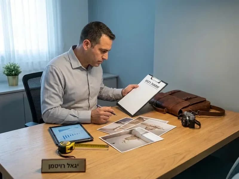 שמאי רכוש בבדיקת נזקים ותיעוד מקצועי בנכס